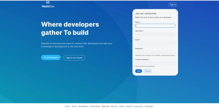 Hash Dev home page